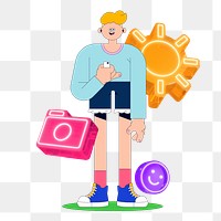 Man taking photo png, transparent background