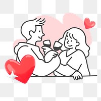 Doodle couple dating png, transparent background