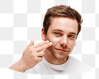 PNG man applying facial cream, collage element, transparent background