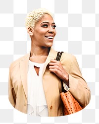 PNG African American businesswoman collage element, transparent background