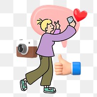 Doodle woman taking picture png, transparent background