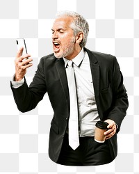 PNG angry business man collage element, transparent background