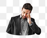 Stressed man png collage element, transparent background