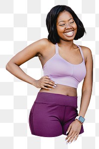 Smiling fit woman png, transparent background