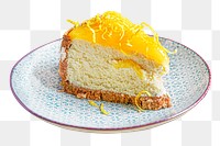 Cheese cake slice png collage element, transparent background