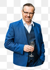 Successful businessman smiling png, transparent background