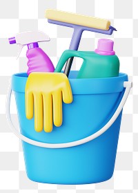 PNG 3D cleaning bucket, element illustration, transparent background