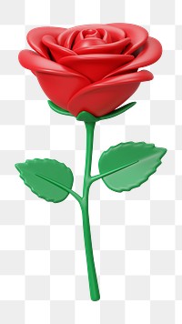 PNG 3D red rose flower, element illustration, transparent background