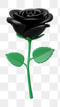PNG 3D black rose flower, element illustration, transparent background