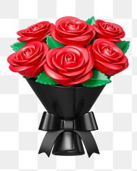 PNG 3D rose flower bouquet, element illustration, transparent background