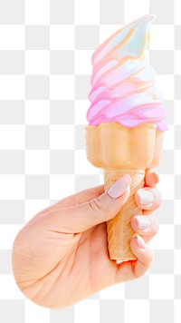 PNG Soft serve ice cream cone with caramel sauce  transparent background