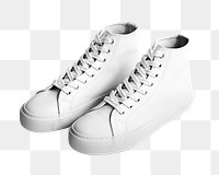 White high top png sneakers, transparent background