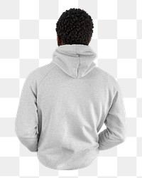 Png hoodie back, African man image on transparent background