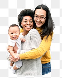 Diverse family png collage element, transparent background