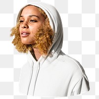 PNG women with hoodie, collage element, transparent background