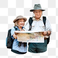 Senior couple png collage element, transparent background