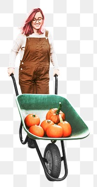 Female farmer png collage element, transparent background