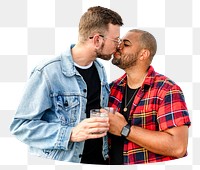 Gay couple png collage element, transparent background