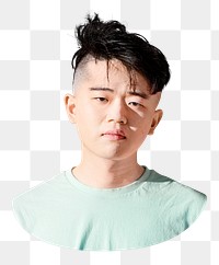 PNG Sad teenage boy collage element, transparent background