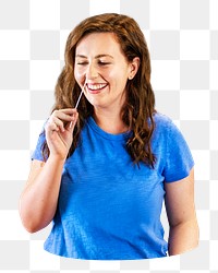 Woman Covid-19 nasal test png, transparent background