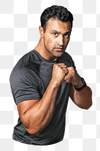 PNG Muscular male boxer, collage element, transparent background