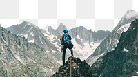 PNG Backpacker at  Chamonix Alps summit in France collage element, transparent background