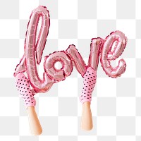 PNG Love glossy pink foil balloon  transparent background