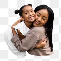 Black family png collage element, transparent background