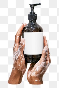 PNG Shower cream bottle with copy space on label transparent background