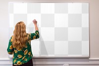 Classroom white board png mockup, transparent design