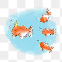 PNG Goldfish following their fish leader, illustration, collage element, transparent background