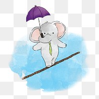 PNG Elephant balancing on a rope, illustration, collage element, transparent background