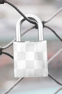 Realistic padlock png mockup, transparent design