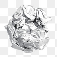 Png crumbled paper, isolated object, transparent background