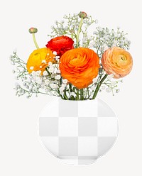 Flower vase png mockup, transparent design