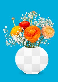 Flower vase png mockup, transparent design