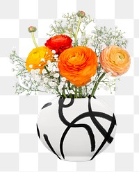 Flower vase png, transparent background