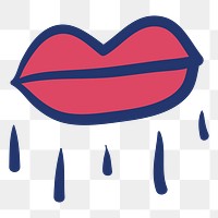 PNG red lips, cute doodle transparent background