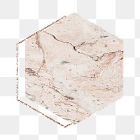 Aesthetic marble png hexagon, geometric shape, transparent background