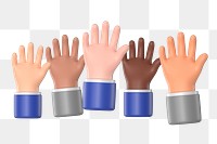 PNG business men raised hands, 3D collage element, transparent background