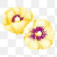 Yellow hollyhocks png watercolor flower, transparent background