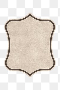 Vintage png beige paper badge, transparent background