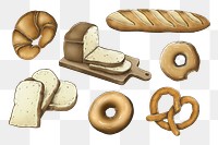 Png bread illustration, transparent background set