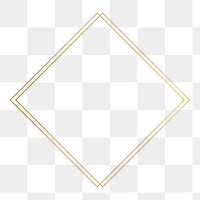 Gold square frame png, aesthetic design, transparent background