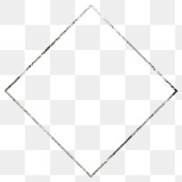 Silver square frame png, aesthetic design, transparent background