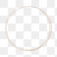 Gold circle frame png, glittery aesthetic design, transparent background