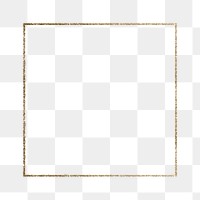 Gold square frame png, aesthetic design, transparent background