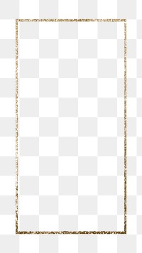 Glitter rectangle frame png, gold  aesthetic design, transparent background