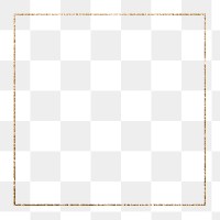 Gold frame png square shape, transparent background