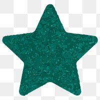 PNG green glitter star element, rough plywood texture transparent background